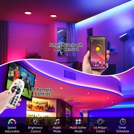 WICHEMI Storefront LED Lights Bluetooth APP Control LED Modules for Signs 100ft 200PCS 3 Led 5050 SMD RGB LED Strip Lights Business Window Lights Super Bright Waterproof for Store Advertising Décor