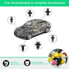 YAANBUNB 500 Pcs Car Trim Clips Universal Auto Clips Car Retainer Clips Car Door Clips Bumper Rivet Fender Retainer Clips Plastic Fasteners Kit with Panel Removal Pry Tool for Car Panel Replacement