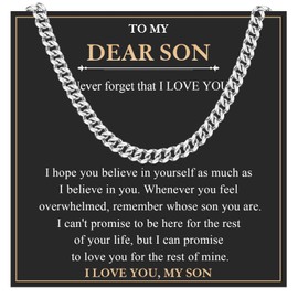 EYQV Gifts for Son, Cuban Chain Necklace Special Son Gifts from Mum Dad, Gifts for Teenage Boys Birthday Gifts Christmas Gifts Confirmation Gifts for Son
