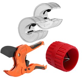 Copper Pipe Cutter 22mm & 15mm, Plastic PVC Pipe Cutter & Copper Pipe Deburring Tool 5pc Bundle | Perfect Plumbing Equipment Set | Suitable for Plumbers