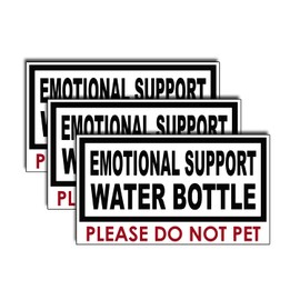 (3Pcs) Emotional Support Water Bottle Please Do Not Pet Sticker Gifts Camping Gym Yoga Sticker Funny Decals Waterproof Vinyl for Water Bottles Tumbler Phone Laptops Skateboard Adults Kids Boys 3"x1.9"