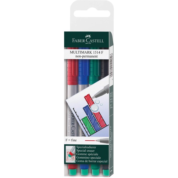 Faber-Castell Fine Tip Non-Permanent Multimark (Wallet of 4)