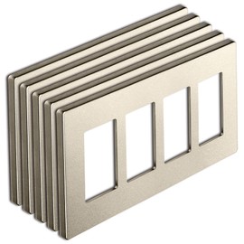 BESTTEN 5 Pack 4-Gang Signature Collection Champagne Gold Screwless Wall Plate, Golden Decorator Outlet Cover, for Light Switch, Dimmer, Receptacle, H4.69” x W8.35”