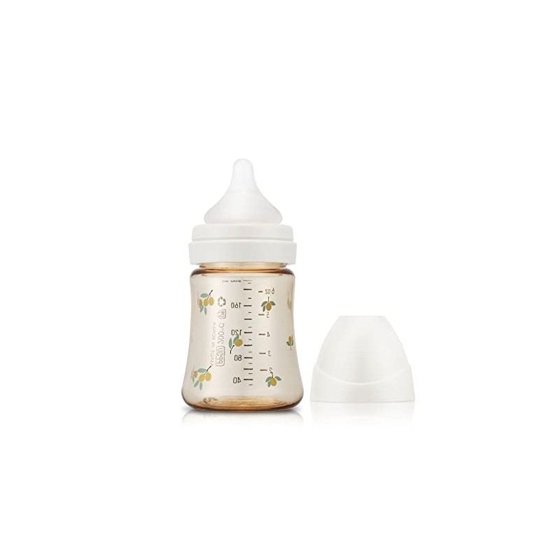 Grosmimi PPSU Baby Bottle, BPA Free (6oz Olive_White)