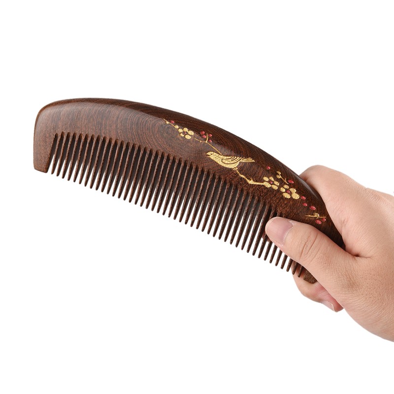Wooden Hair Comb Fine Tooth Wood Comb for Women No