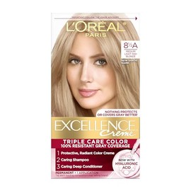 L'Oréal Paris Excellence Créme Permanent Hair Color, 8.5A Champagne Blonde (1 Kit) 100% Gray Coverage Hair Dye