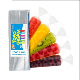 De Mi Pais Topogigios Ice Cream Bags – Perfect for Bolis, Popsicles, and Ice Storage, Durable Small Plastic Pouches for Homemade Treats, 100-Count, 20-Pack