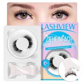 LASHVIEW Magnetic Eyelashes, Magnetic Eyelashes with Pliers, Natural Look, 3D Magnetic Eyelashes, 1 Pair of Eyelashes, Magnetic Eyelashes, No Glue, Easy to Wear and Remove (C01)