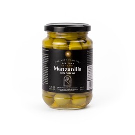 Triana Olivas by Don Gastronom. Pitted Manzanilla Olives. 350g (12.35oz). Pack of 6.