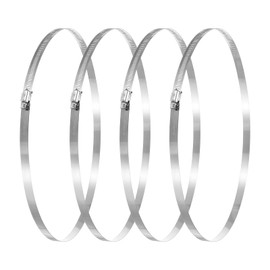 PATIKIL 12 Inch Adjustable Pipe Hose Clamp, 4 Pack 304 Stainless Steel Air Ducting Clamp Worm Gear Drive Hose Clamps Pipe Clamp for Ventilation Duct, Silver