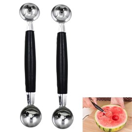 2 Pack Melon Baller Scoop,Stainless Steel Double Ended Headed Fruit Ice Cream Ball Spoon,DIY Fruit Platter Ball Tool Scooper for Watermelon/Ice Cream/Fruits/Meatball/Sorbet