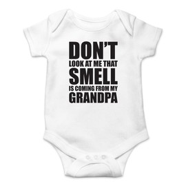 CBTwear Don't Look At Me, That Smell Is Coming From My Grandpa Baby Bodysuit - Newborn Unisex Clothes (6 Months, White)