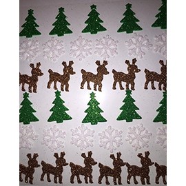 33 Glitter Holiday Christmas Trees Reindeer Snowflakes Stickers Scrapbook Embellishments