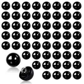 Black Buttons, 50Pcs Small Buttons10mm Half Ball Dainty Pearl Button Sewing Plastic Button with Shank Round Decorative Buttons for Wedding Dress Skirts Sweaters Shirts Scarves Crafts