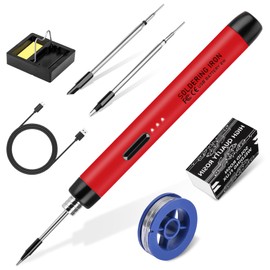 Wireless Soldering Iron Set - USB Soldering Iron with 3 Temperature Adjustable 300°C - 450°C, 3 Soldering Tips, Soldering Iron Stand, Soldering Wire, Soldering Paste, KKMOL Soldering Set for Repair of