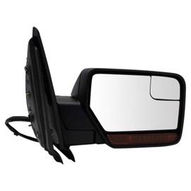TRQ Right Mirror with Heat Power Folding with Black Cover Passenger Side Compatible with 2012-2014 Ford Expedition Lincoln Navigator FO1321504