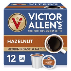 Victor Allen's Coffee Hazelnut Flavored, Medium Roast, 12 Count, Single Serve Coffee Pods for Keurig K-Cup Brewers