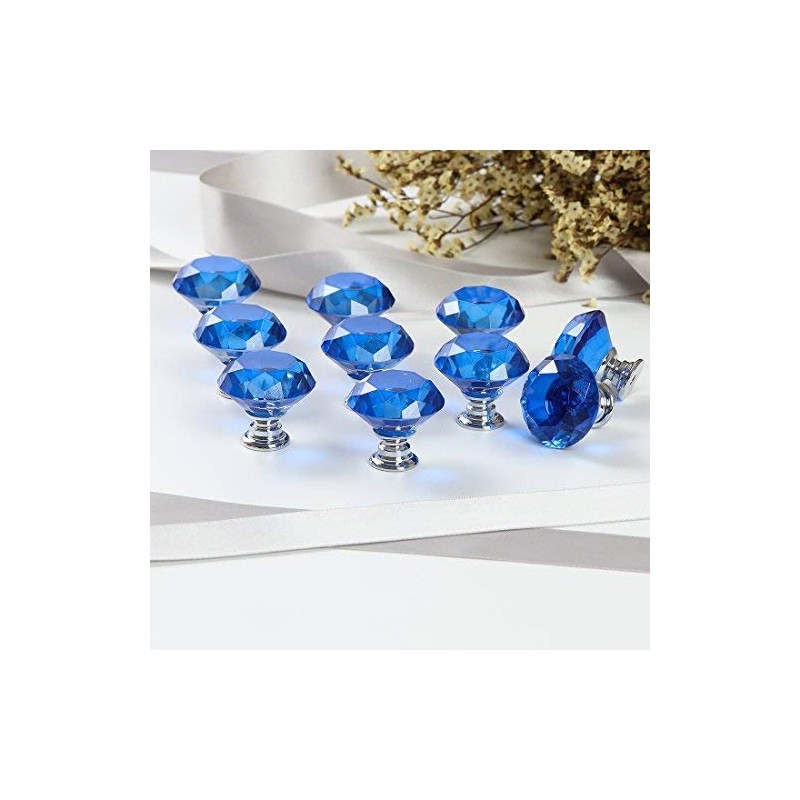 CZC HOME 10pcs 30mm Crystal Glass Door Drawer Knobs Diamond