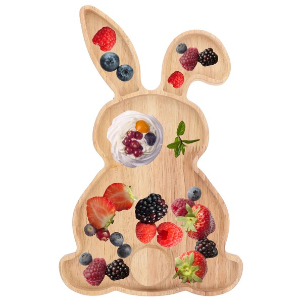 Ciieeo Easter Rabbit Shaped Wooden Tray Easter Charcuterie Board Bunny