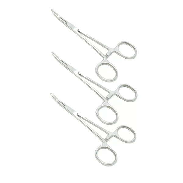 Unbranded 3 Premium Kelly Locking Hemostat Forceps 5.5" Curved Satin