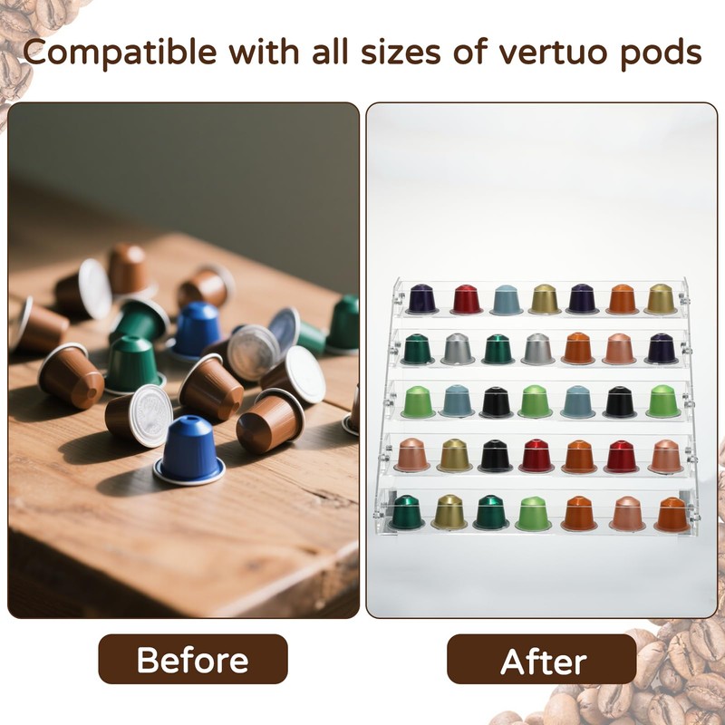 Acrylic Coffee Capsule Storage Holder Compatible, nespresso pod organizer, 5-Tier