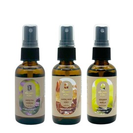 OLEUM VITAE Kit Hair and Body Oils. Aceites para Cabello y Cuerpo, Geranio-Vainilla, Sándalo-Miel, Té verde-Verbena. Con Aceites Esenciales