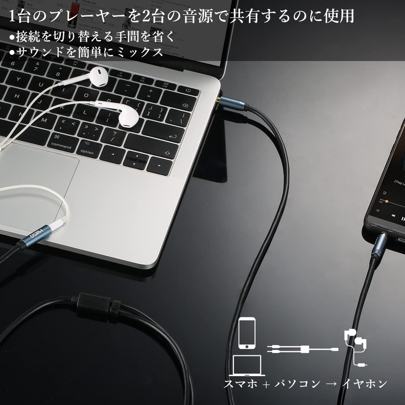 MillSO Stereo Mini Integrated Cable Audio Distribution Cable 2.4m (240cm)