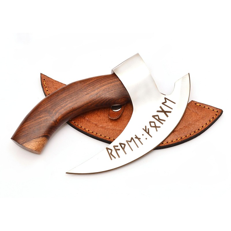 LIFAFA Handmade Viking Pizza Cutter Beautiful Axe with Unique Leather