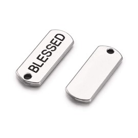 Pandahall Tibetan Antique Silver Rectangle with Word Pendants for Message Necklace Charms Gifts Tag Links