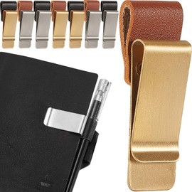 8 Pieces Pen Sleeve for Notebook PU Leather Pen Holder Journals Notebooks Pen Loop with Clips for Notebook Journals Calendars Planner Clipboard Office Pocket, Fit Most Pen Size