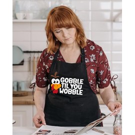 OzosKeiw Thanksgiving Apron for Women with Pockets, Turkey Decorations for Home, Funny Mens Aprons for Grilling Cooking BBQ, Thanksgiving Gifts for Dad Mom Friends