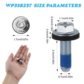 Washer Agitator Bolt 5/16"-24 WP358237 for Whirlpool Maytag and Kenmore