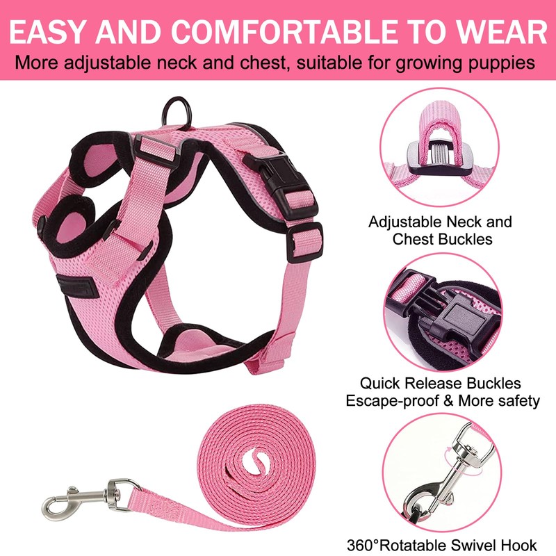 EDLMKM Dog Harness and Leash Set, Soft Mesh Reflective Breathable