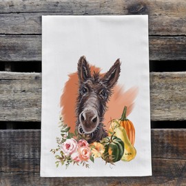 Fall Donkey Kitchen Towel - Fall Donkey Tea Towel - Thanksgiving Donkey Flour Sack Towel - Fall Kitchen Decor - Fall Donkey Decor - Autumn Donkey Kitchen Decor