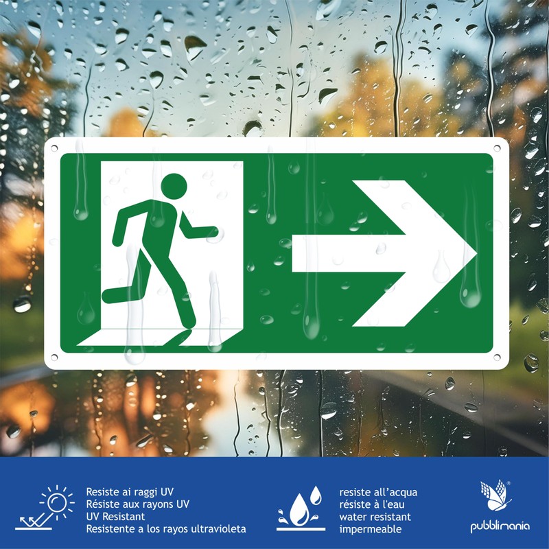 Pubblimania Emergency Exit Arrow to the Right | Sign Made