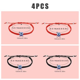 KINBOM 4 Pcs Evil Eye Bracelet Adjustable Lucky Black and Red String for Best Friend Women Men Gift with Best Wishes