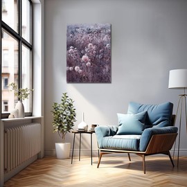 Sense&Sensitivity Arts- Abstract Flower Dandelion Wall Art Modern Purple White Dandelion Landscape Canvas Prints Painting for Living Room Kitchen Bedroom Bathroom Office and Hallway Wall Decor 32" x 24" Inch