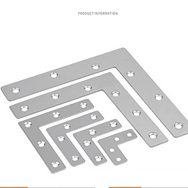 ExcInter 2PCS 120 x 120 mm Stainless Steel Angle Plate Corner Brace L Shaped Flat Repair Bracket