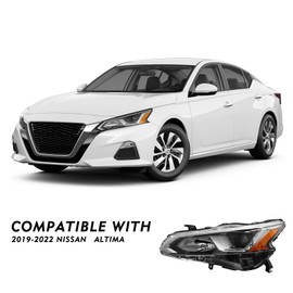 TUSDAR Headlight Assembly Set with Bulbs for 2019 2020 2021 2022 Nissan Altima [Halogen Type] OEM Replacement Headlamp RH (Right/Passenger Side)