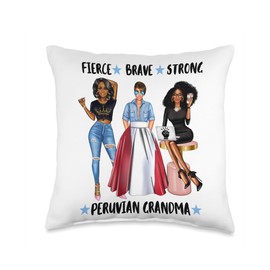 Peruvian Grandma From Peru Fierce Brave Latina Throw Pillow