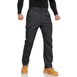 Apotemis Men's Work Hiking Cargo Pants Lightweight Breathable Quick-Dry Waterproof Stretch Travel Tactical Outdoor Pants Darkgrey 36