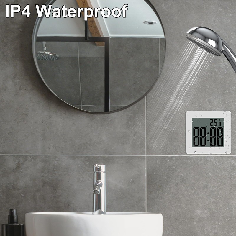 CENTOLLA Digital Shower Clock, Large LCD Display Waterproof Timer for