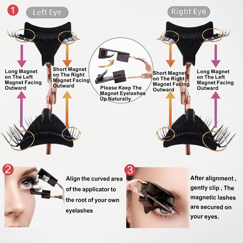 Magnetic Eyelashes with Applicator - No Eyeliner Needed 3D Magnetic