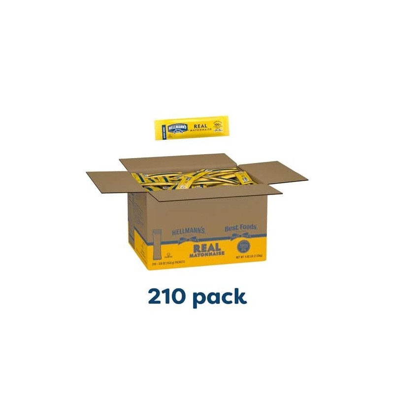 Hellmann's Real Mayonnaise Stick Pack 210 Condiment Packets Gluten Free