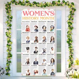 Buxiuer Buxiuer Womens History Month Door Banner Women in History Door Cover Pink National March Women's Day School Classroom Office Door Decoration