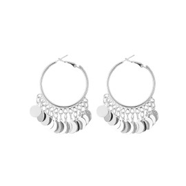 Bohemian Sequins Hoop Statement Earrings for Women,14K Gold Plated Disc Round Chandelier Tassel Earrings Party Prom Charm Anniversary Jewelry Gifts (S)