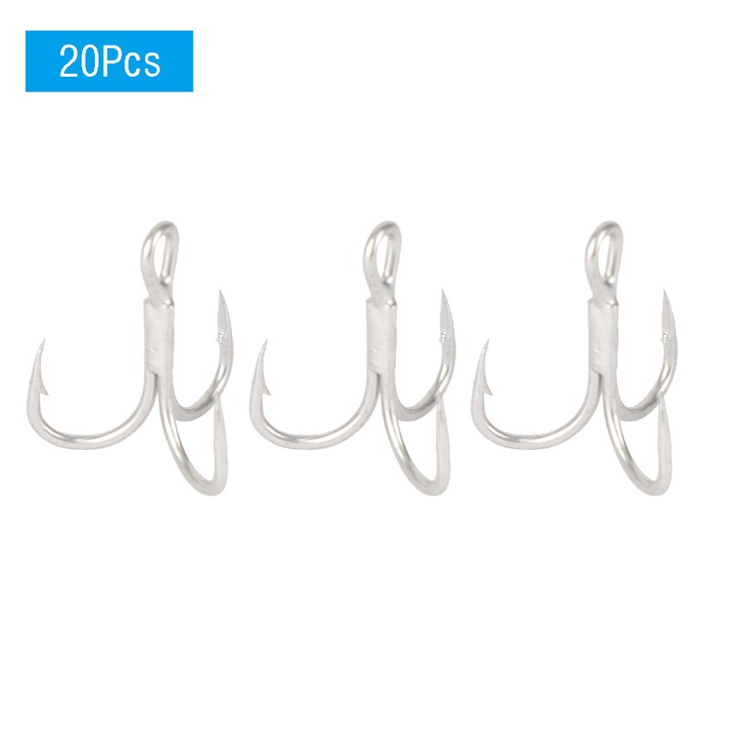 20Pcs High Carbon steel Strength Sharp Treble Hooks with Barb