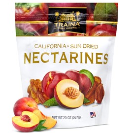 Traina Home Grown California Sun Dried Nectarines - Healthy & Non-GMO, Sweet Flavor, Sun Dried Fruit, No Sugar Added, Perfect Snack In Resealable Pouch (20 Oz)