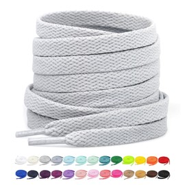 Stepace [2 Pairs Flat Shoe Laces for Sneakers 5/16" Width 30"-72" Length 26 Color Shoelaces Grey 40"(102 cm)
