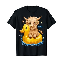 Cute Highland Cow Duck Pool Float Summer T-Shirt